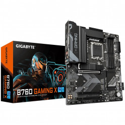 GIGABYTE B760 GAMING X, Socket 1700, Intel® B760 (14/13/12th Gen CPU), 10Phases, CPU iGPU, Dual 4xDDR5-7600, HDMI, DP, 1xPCIe X16 4.0, 3xPCIe X16 4.0, 4xSATA3, RAID, 3xM.2 4.0, ALC897 HDA 7.1, 1x2.5GbE LAN, 1xUSB-C 3.2 Gen2, 1xUSB3.2Gen2, 4xUSB 3.2(3A+1C)